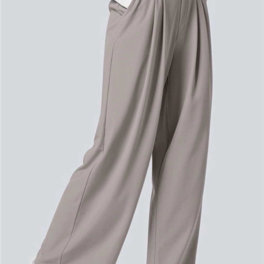 Halara Flex™ High Waisted Pocket Wide Leg Waffle Work Pants Mink Ash- NEW